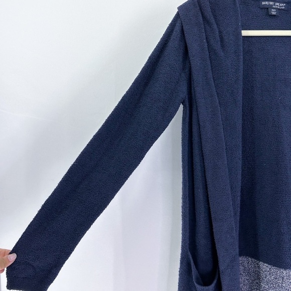 𝅺BAREFOOT Dreams CozyChic Lite Navy Hooded Longline Cardigan Super Soft - Picture 6 of 8